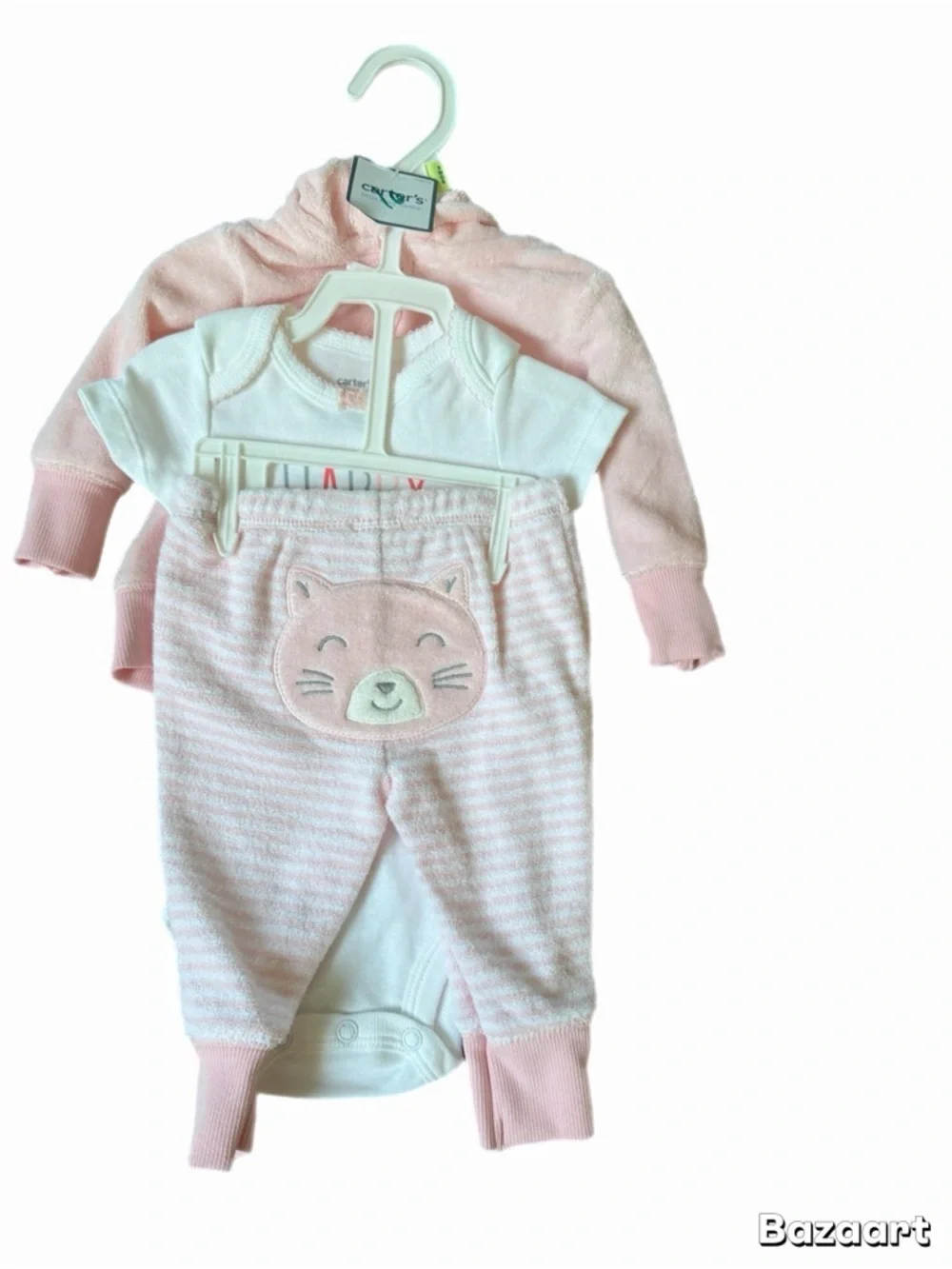 Carters Infant 3 Month Pink 3 Piece Set Pants One Piece And Zip Up